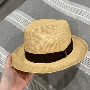 Borsalino Straw Hat with Brown Lining